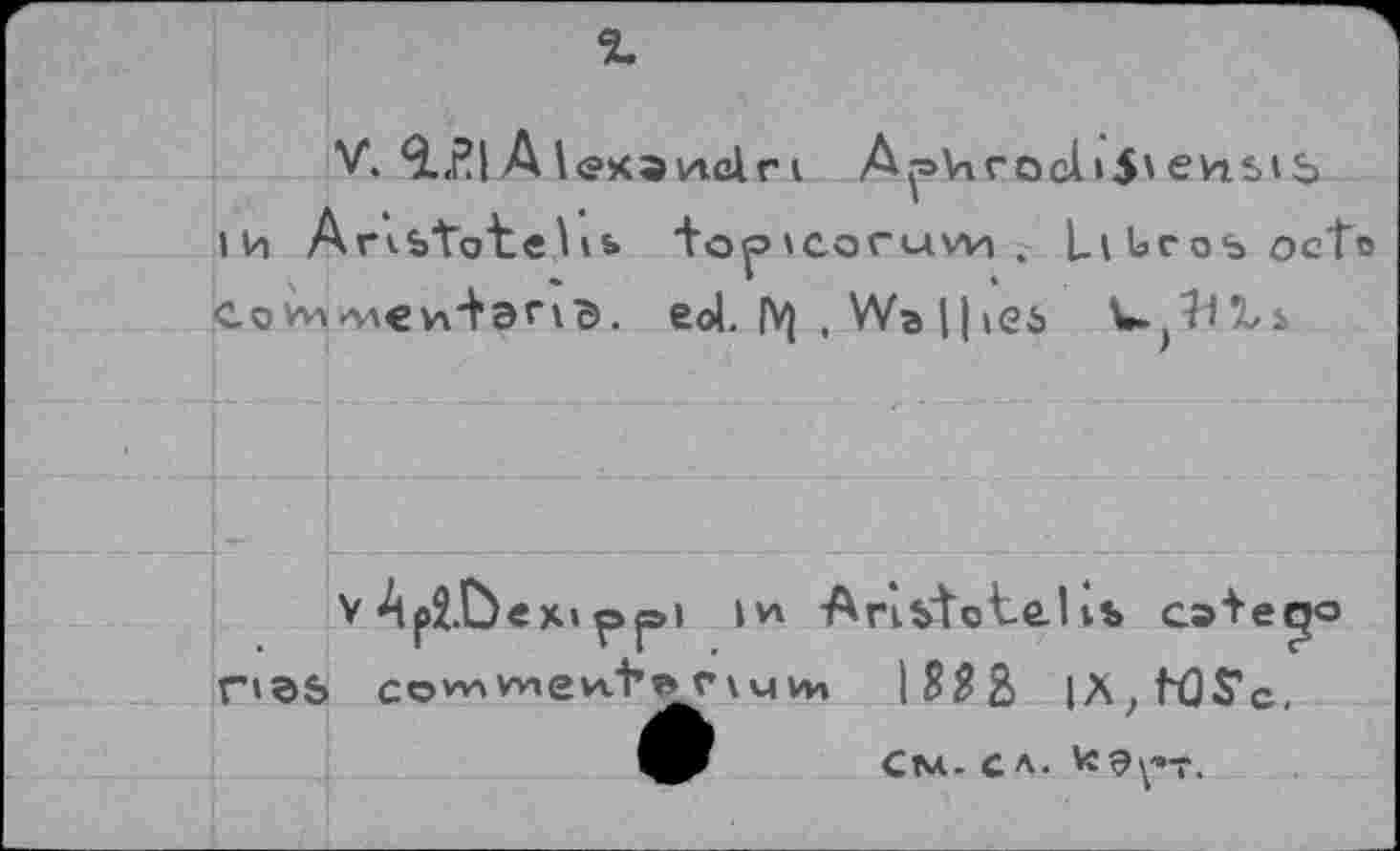 ﻿V. 9.<^| A l<?xanûl ri ApVirocl »S'еиы ь th ArtbTo'telib 'topicoruvvi . Llbrosocto Co ал	Э. eol. |Vj , Wa l|ieb Ur?lls
V Apî.ùex» ppi I*» Arivtotel ib сэ+eqo r»es cowwie^M’^W' 1828 |X?H)S’c,
См.сл.